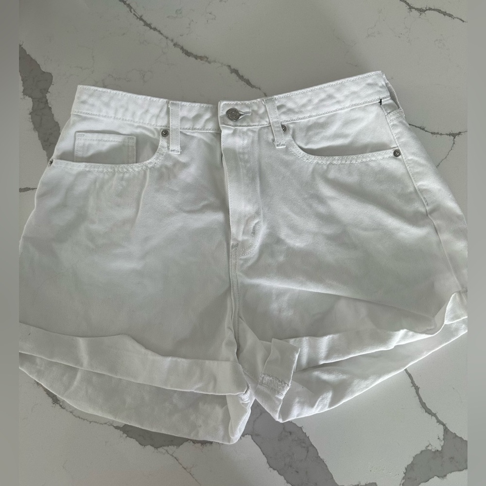 White jean shorts